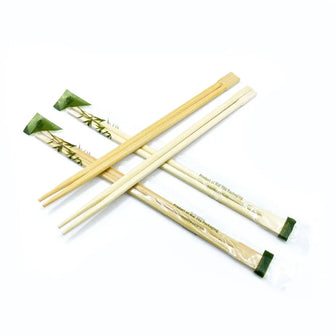 Bamboo chopsticks wrapped in opp film