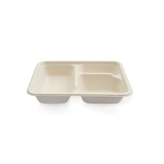 PET lid for Three-Compartment Bagasse Tray (600 Pcs/ctn)