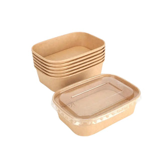 PET lid for Kraft rectangular bowl  750/1000ml (300 Pcs/ctn)