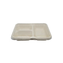 Three-Compartment Bagasse Tray with Lid (600 Pcs/ctn)