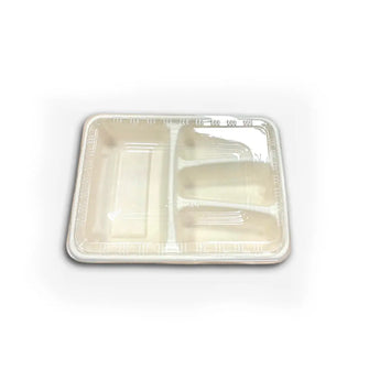 PET lid for Four-Compartment Bagasse Tray (400 Pcs/ctn)